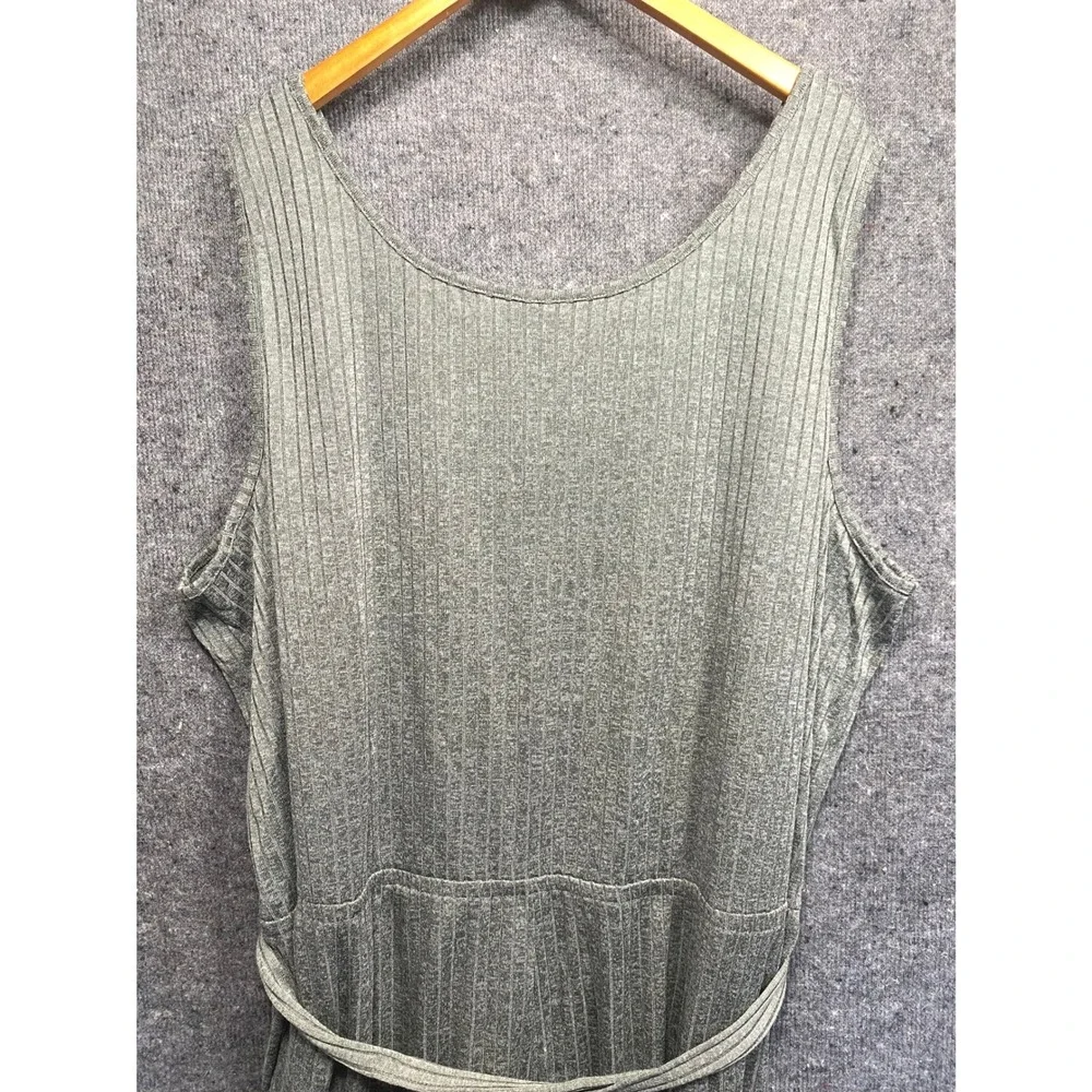 Woman Within Olive Green Ribbed Knit Wide Leg Sleeveless Jumpsuit Plus Size 5X
